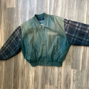 Vintage Union Bay Green Jacket with Quilted Plaid Contrast
